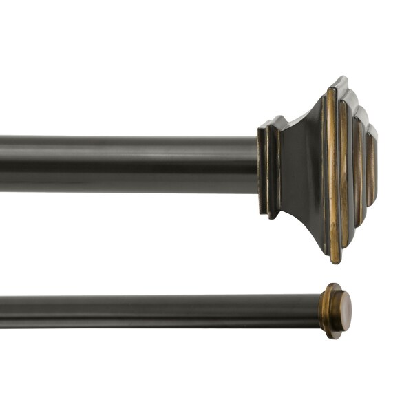 Kenney Mfg Kenney Mission 1" Premium Decorative Window Double Curtain Rod, 66-120", Oil Rubbed Bronze KN85064 - main